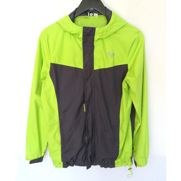 ROXY Hooded Windbreaker Raincoat Lined Light Jacket Women Sz XL Green/Black - Picture 2 of 11